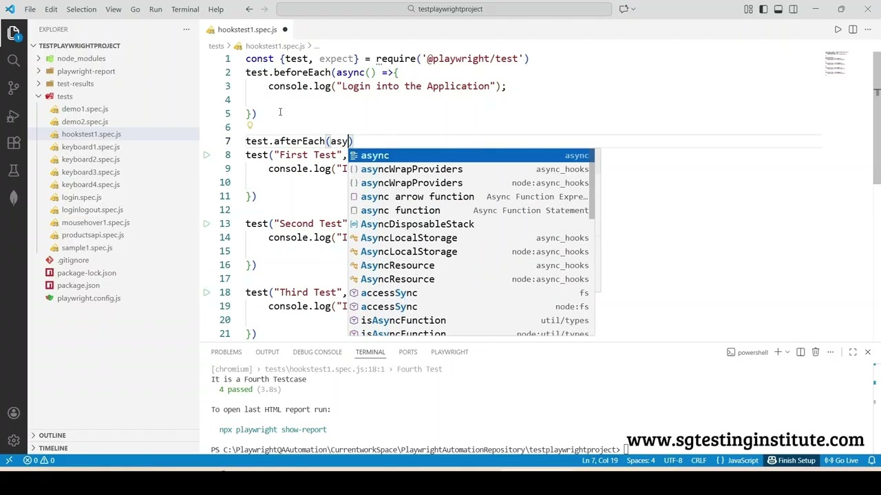 Playwright Javascript | Hooks - beforeEach, afterEach