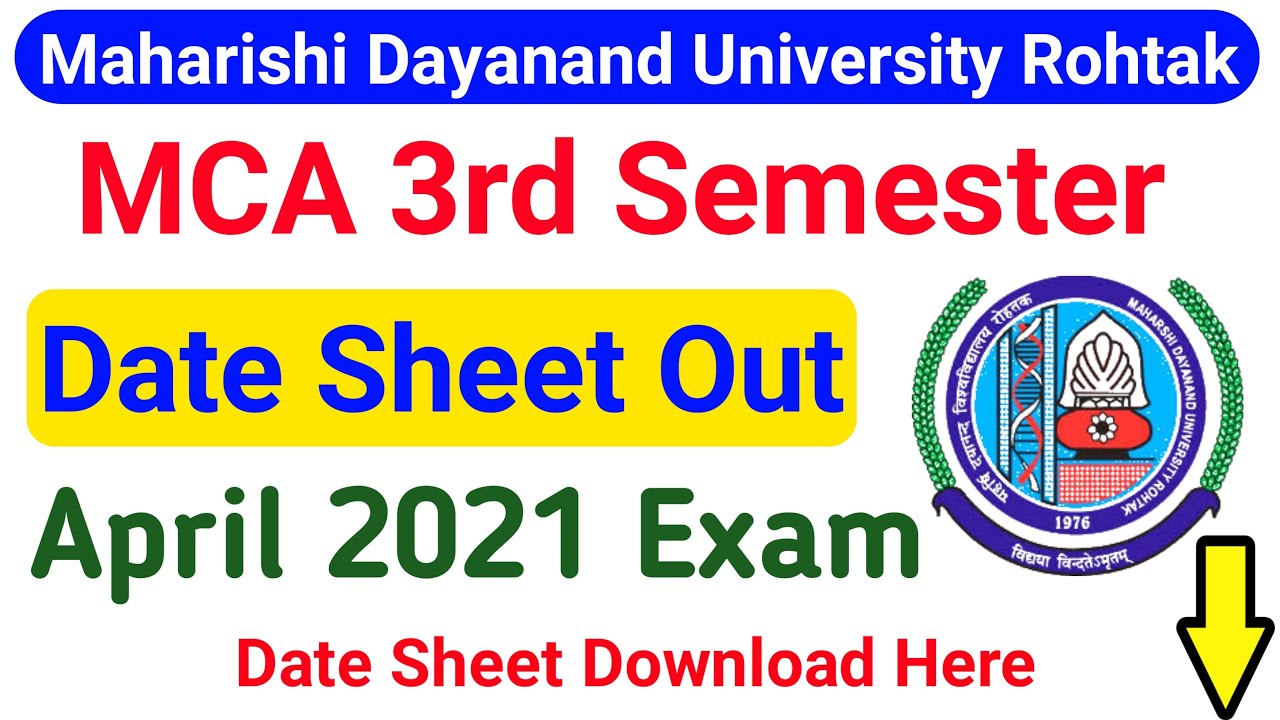 MDU MCA 3rd Semester Datesheet | MDU Master In Computer Application Date Sheet Out 2021