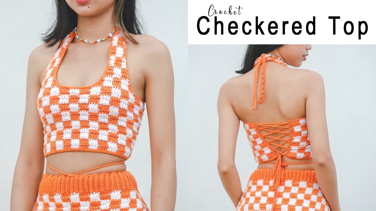 Crochet Checkered Crop Top Tutorial | Crochet Crop Top | Chenda DIY
