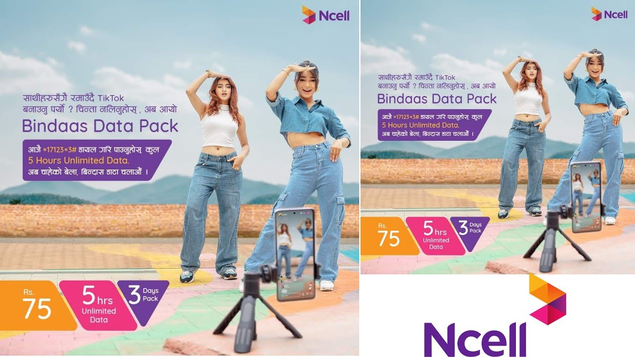 Ncell Unlimited Data Pack Offers 2080 For 5 Hours at Rs.75 For 3 Days | Bindaas Data Pack Offers