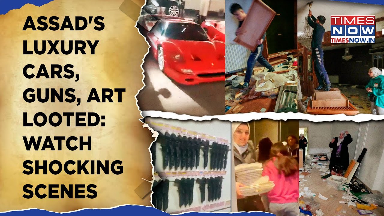 Syria: Assad's Luxury Cars, Guns, Art Looted From Damascus Palace On Cam | Watch Viral Videos