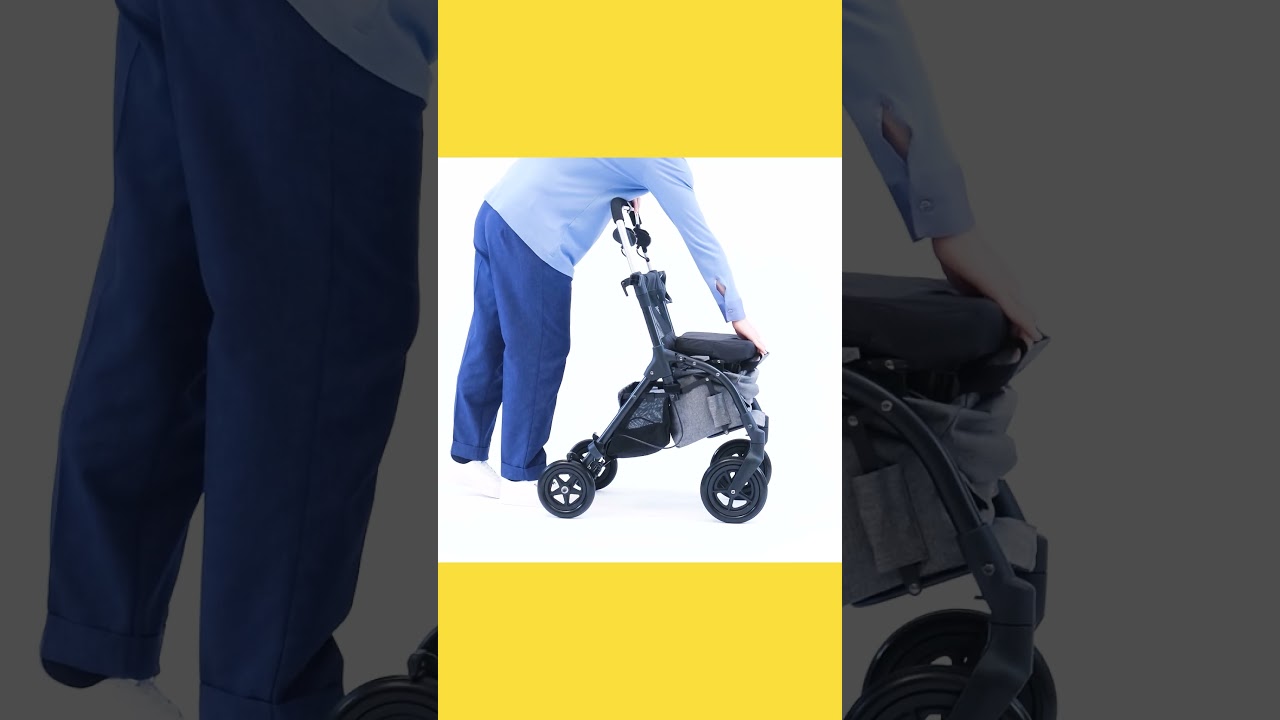 Deambulatore per anziani rollator pieghevole con sedile trasformabile in carrello per la spesa