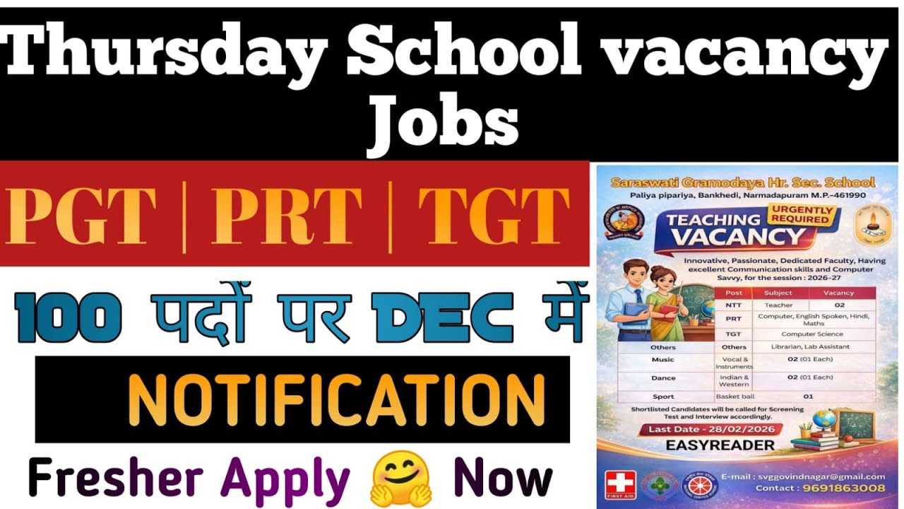 ✍️Thursday School Jobs Updates | Teaching Non teaching Delhi Ncr Vacancy&rsquo;s 📚