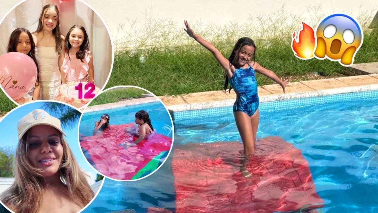 Uma ROTINA DIFERENTE: o CHÃO é LAVA na PISCINA + ANIVERSÁRIO da AMIGA da LARINHA