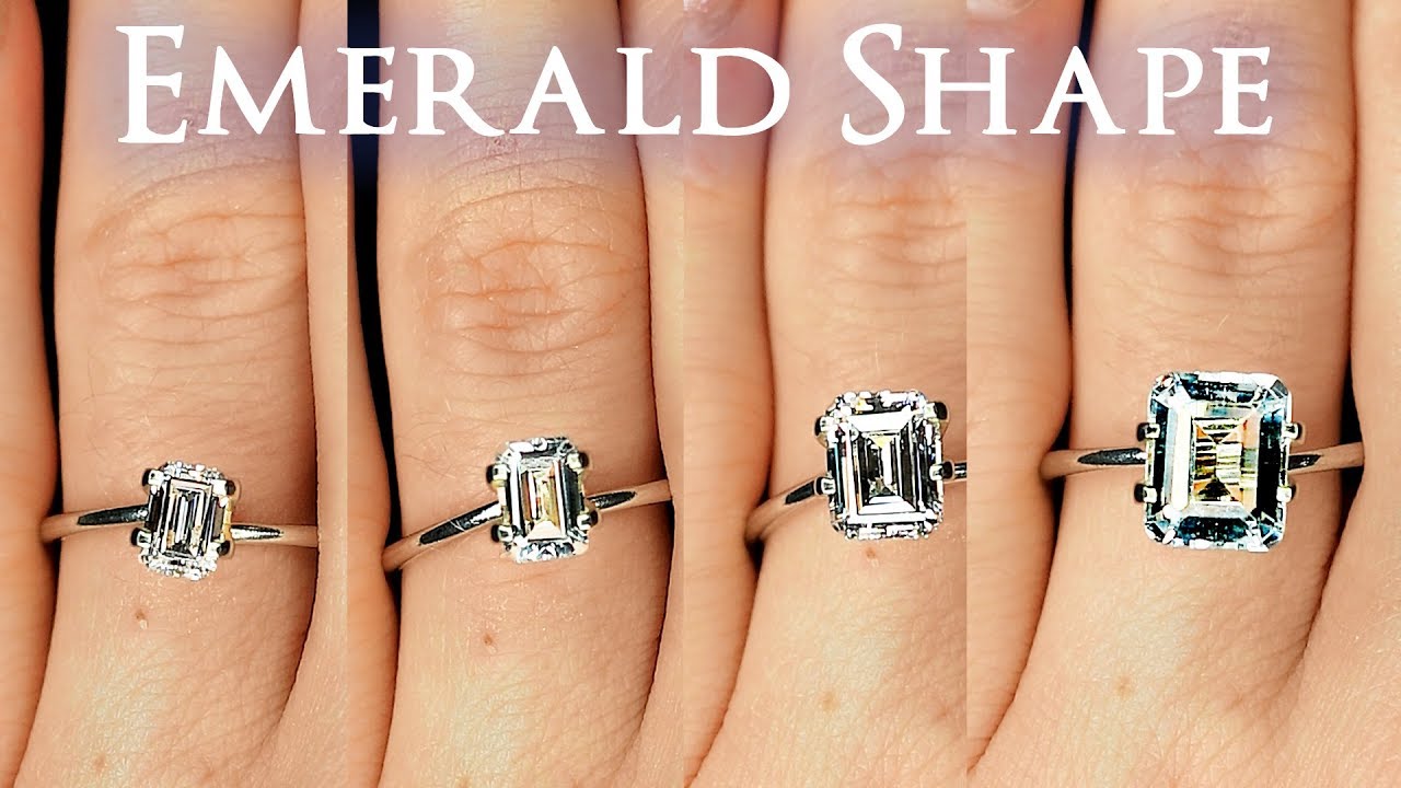 Emerald Shaped Diamond Size Comparison on Hand Finger Engagement Ring Cut 1 Carat 2 ct .66 3 4 1.5