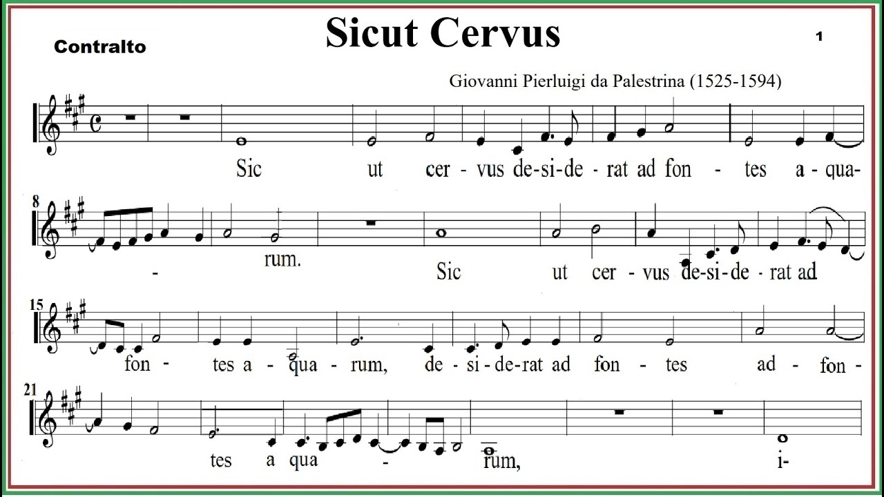 Sicut Cervus Contralto - G.Pierluigi da Palestrina
