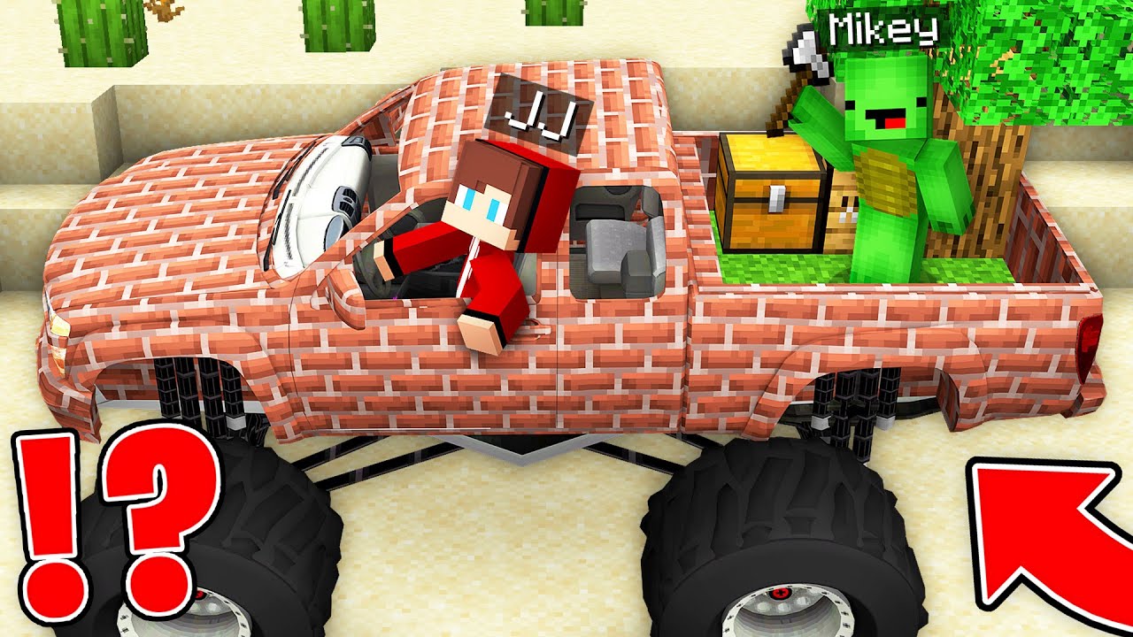 JJ and Mikey Survived 100 Days in MONSTER TRUCK in Minecraft - Maizen