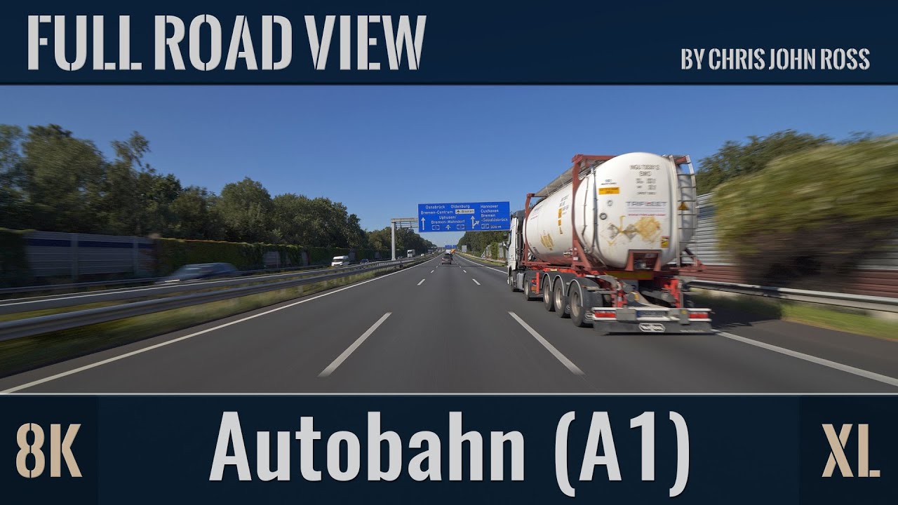 Autobahn (A1), Germany: Ahrensburg - Hamburg - Bremen - 8K (4320p/60p) Ultra HD - XL-Video