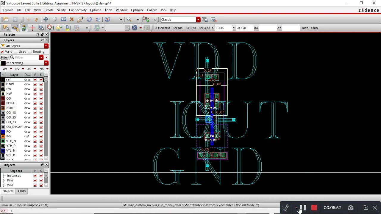 Пошаговое руководство по компоновке ИНВЕРТОРА в tsmc65 нм, включая DRC, LVS и PEX с использованием инструмента Calibre