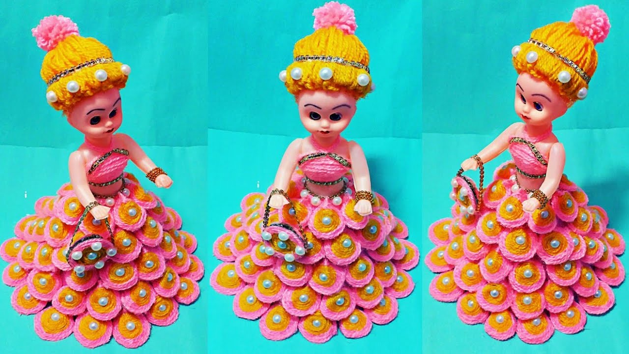 ऊन (wool) से बनाये आसान गुडिया/DIY MAKE NEW LOOK DECORATED DOLL.