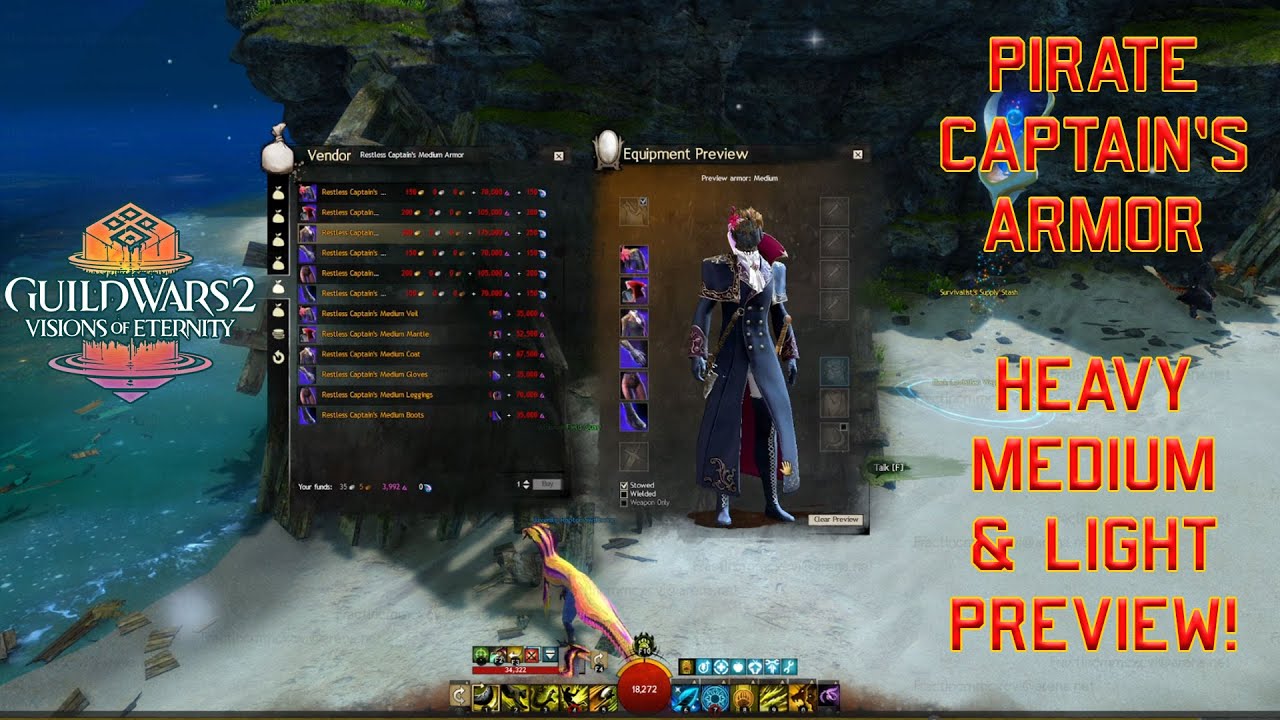 GW2: VoE &mdash; Превью доспехов Restless Captain's! (Широкоэкранный) | (Без спойлеров)