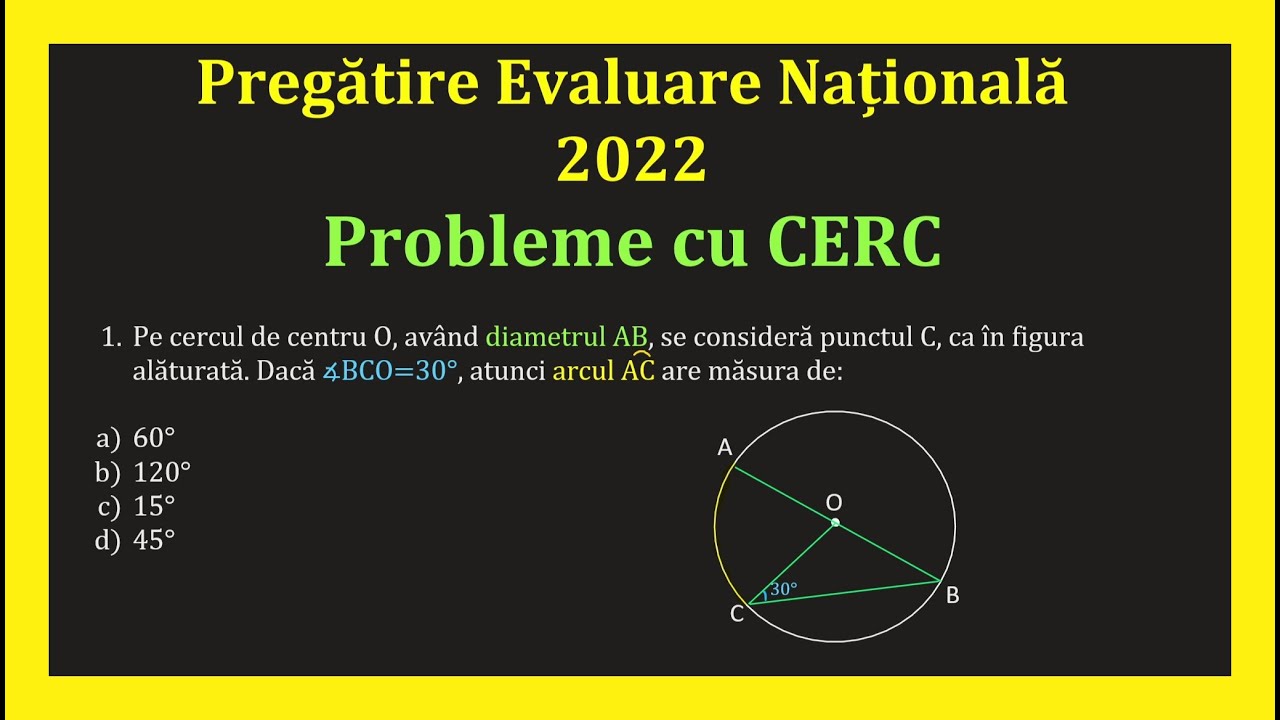 Evaluare Nationala 2022 Matematica Probleme cu Cerc Arc Arie cerc Sector(Invata Matematica Usor)