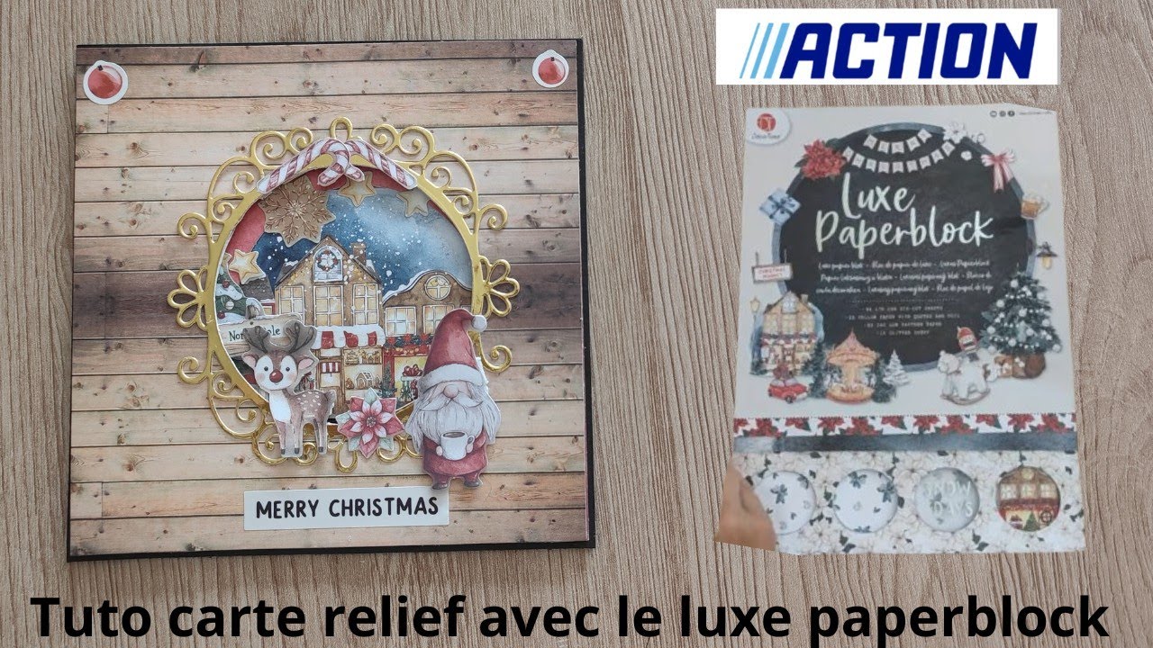 Tuto carte avec le luxe paperblock #scrap #scrapbooking #action #diy #noel 