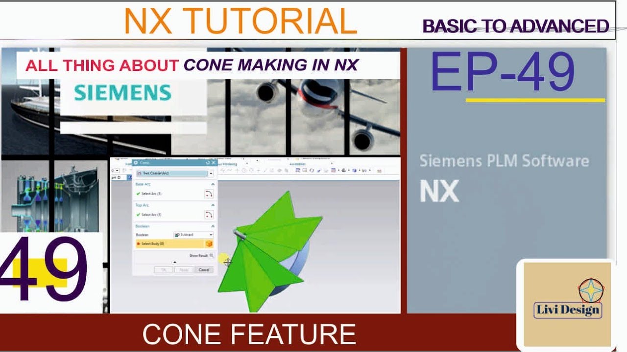 NX TUTORIAL | SIEMENS NX TUTORIAL | EP-49 | Cone feature | How to make cone in nx