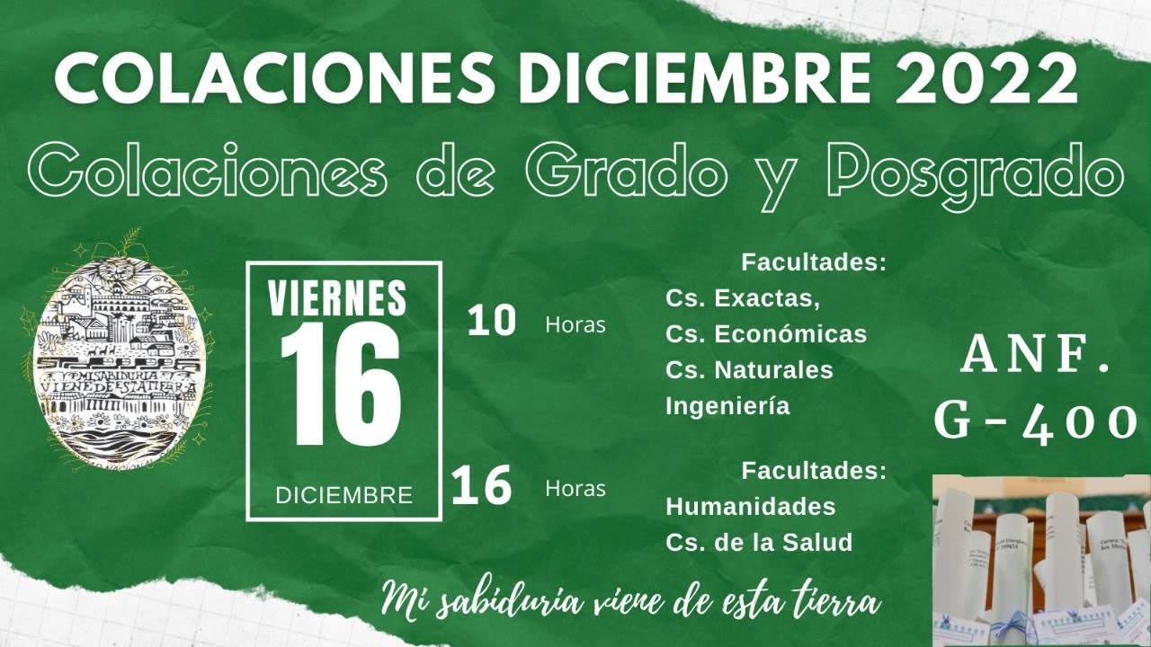 COLACIÓN DE GRADO Y POSGRADO: FAC. EXA., FAC. ECO, FAC. NAT. Y FAC. ING.
