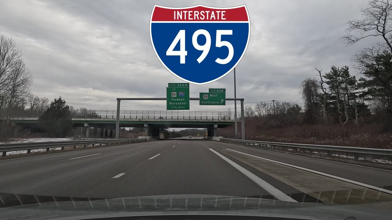 ⁴ᴷ⁶⁰ Driving Interstate 495 (Blue Star Memorial Highway) from Westborough, MA to Bolton, MA