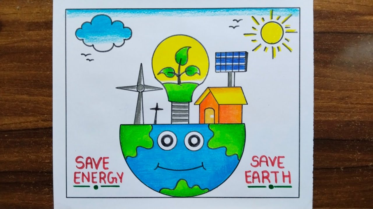 Save Energy Poster Drawing / Energy Conservation Drawing / Save Energy Drawing / Save Electricty