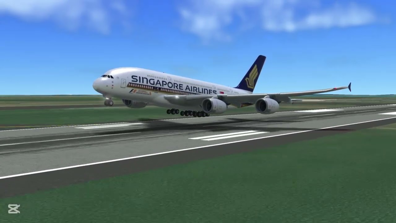 Singapore Airlines A380-800 landing in RFS