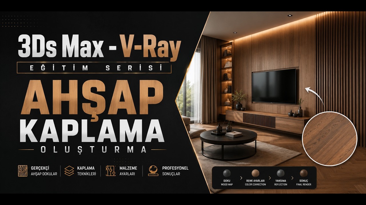 3Ds Max - V-Ray Eğitim Serisi | Ahşap Kaplama Oluşturma