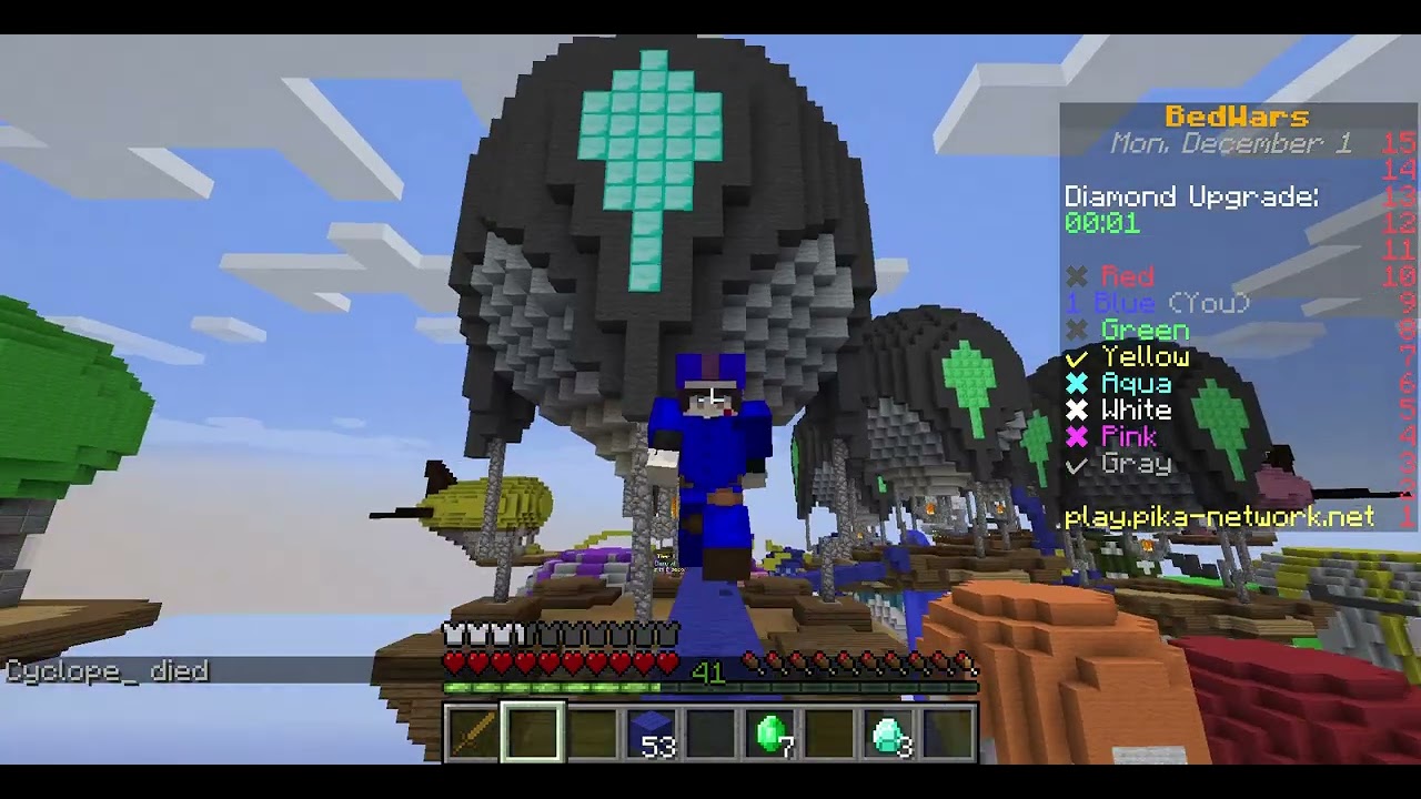 playing bedwars in pika