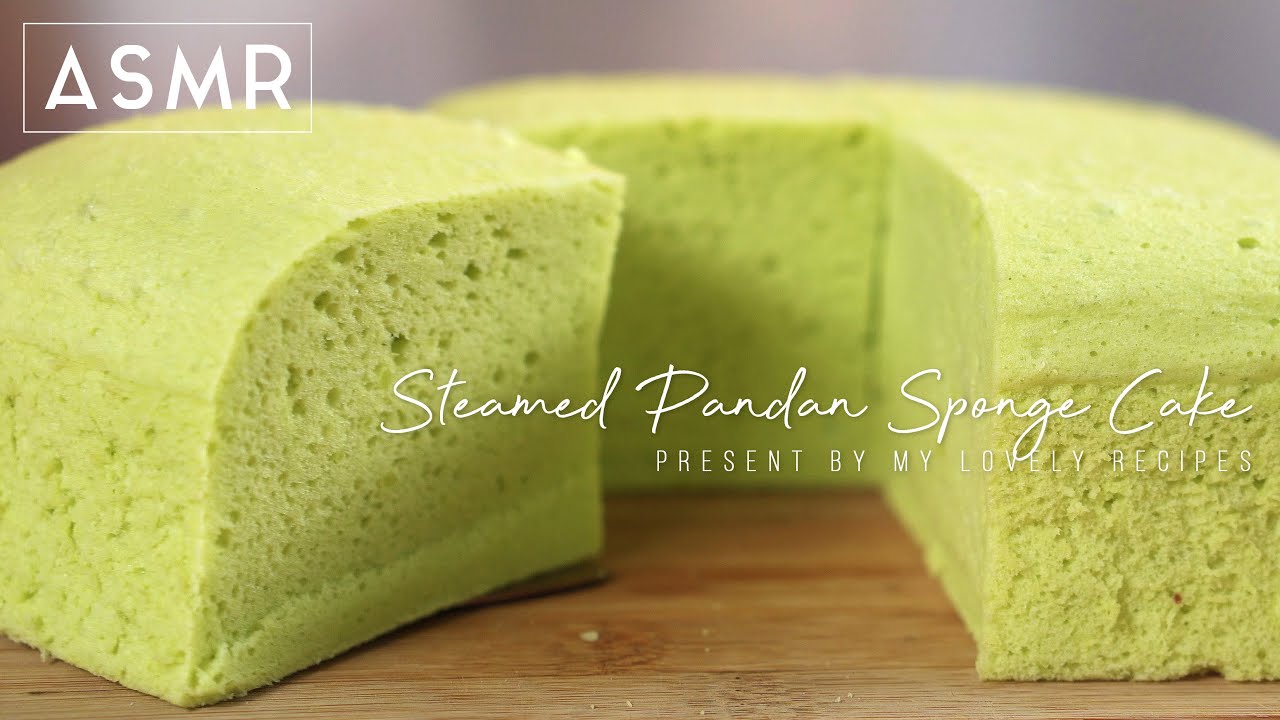 Steamed Pandan Sponge Cake | Natural Color | No Baking Powder & Soda [My Lovely Recipes ASMR]