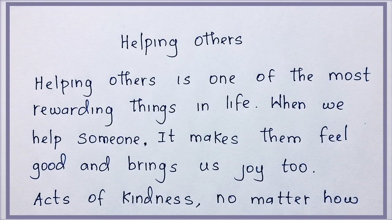 Helping others | How to write an essay about helping others? | Nifty's English