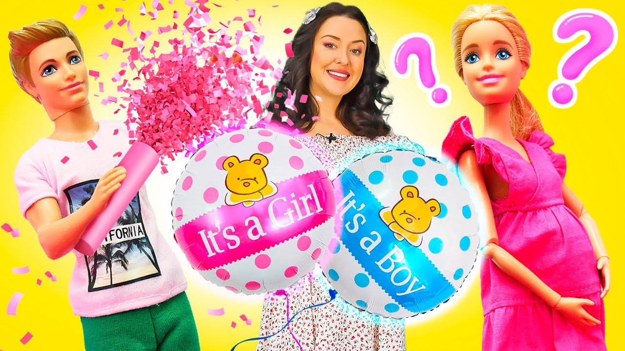 Boy or girl - who will Barbie doll have? Gender party with Barbie doll in new doll video for kids.