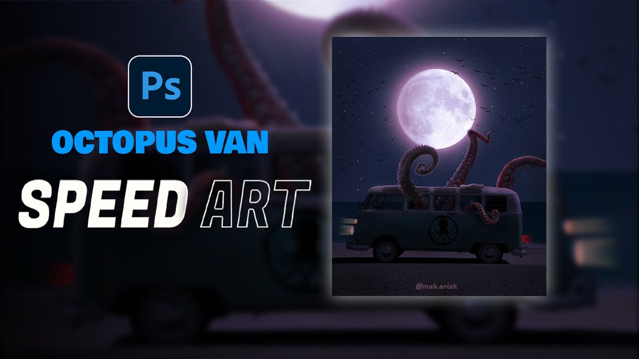 I Create a OCTOPUS VAN in PHOTOSHOP - photo Manipulation speed art