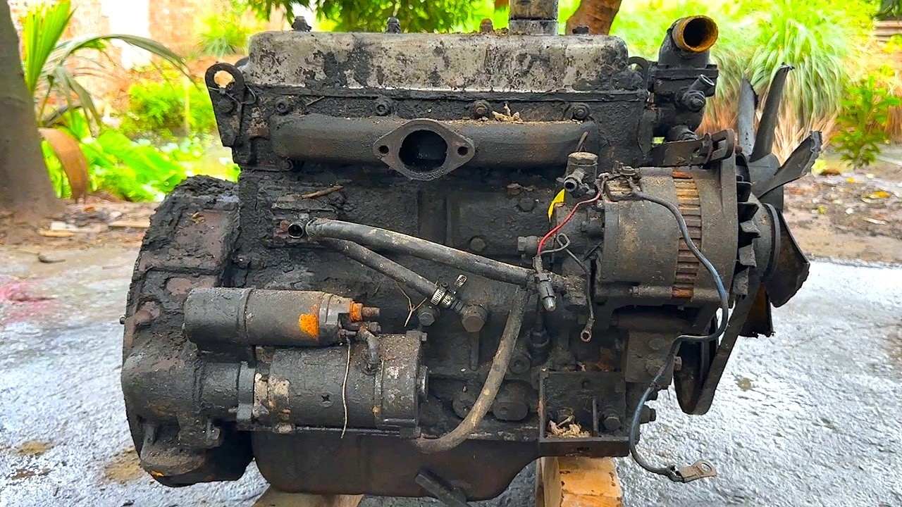 4-Cylinder Diesel Engine Full Restoration From Extreme Rust to Power After Complete Overhaul on Film