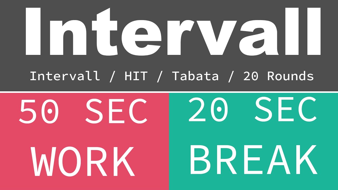 BEST SPORT INTERVAL TIMER - 50 sec Exercise / 20 sec Break / 20 Rounds / GYM TABATA HIT - TIMER
