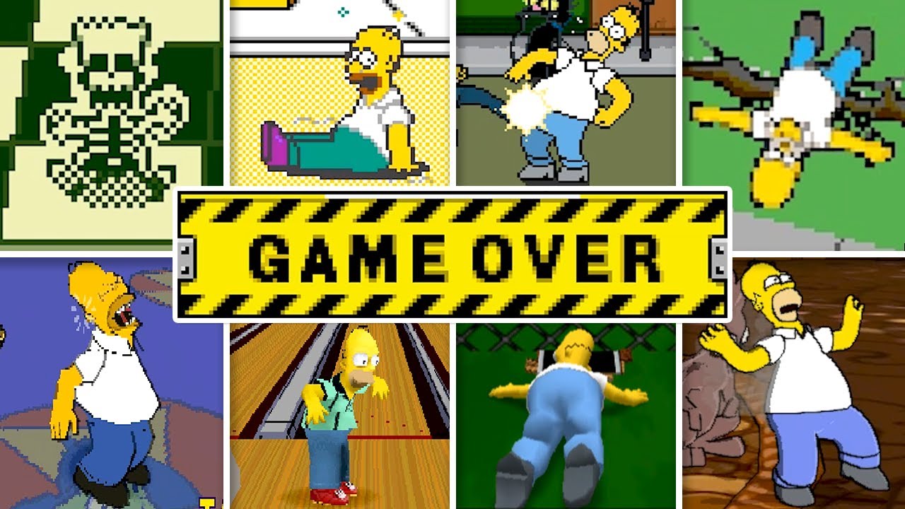 Evolution of The Simpsons Games Death Animations & Game Over Screens