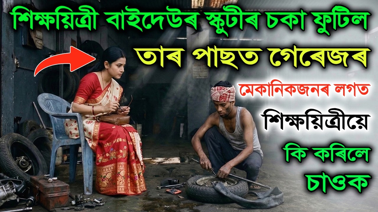 স্কুটীৰ চকা ঠিক কৰা গেৰেজৰ মেকানিকৰ লগত কলেজ শিক্ষয়িত্ৰীয়ে কি কৰিলে চাওক 😱 Real Story