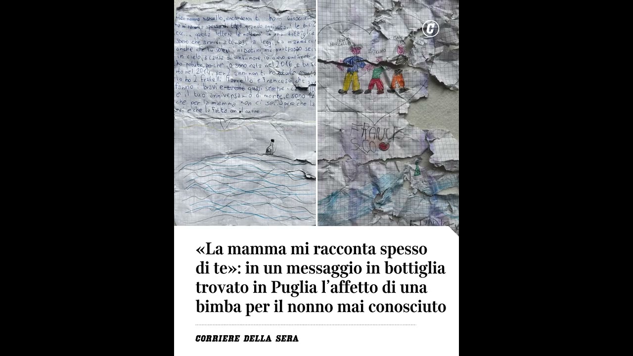 In un messaggio in bottiglia trovato in Puglia l’affetto di una bimba per il nonno mai conosciuto