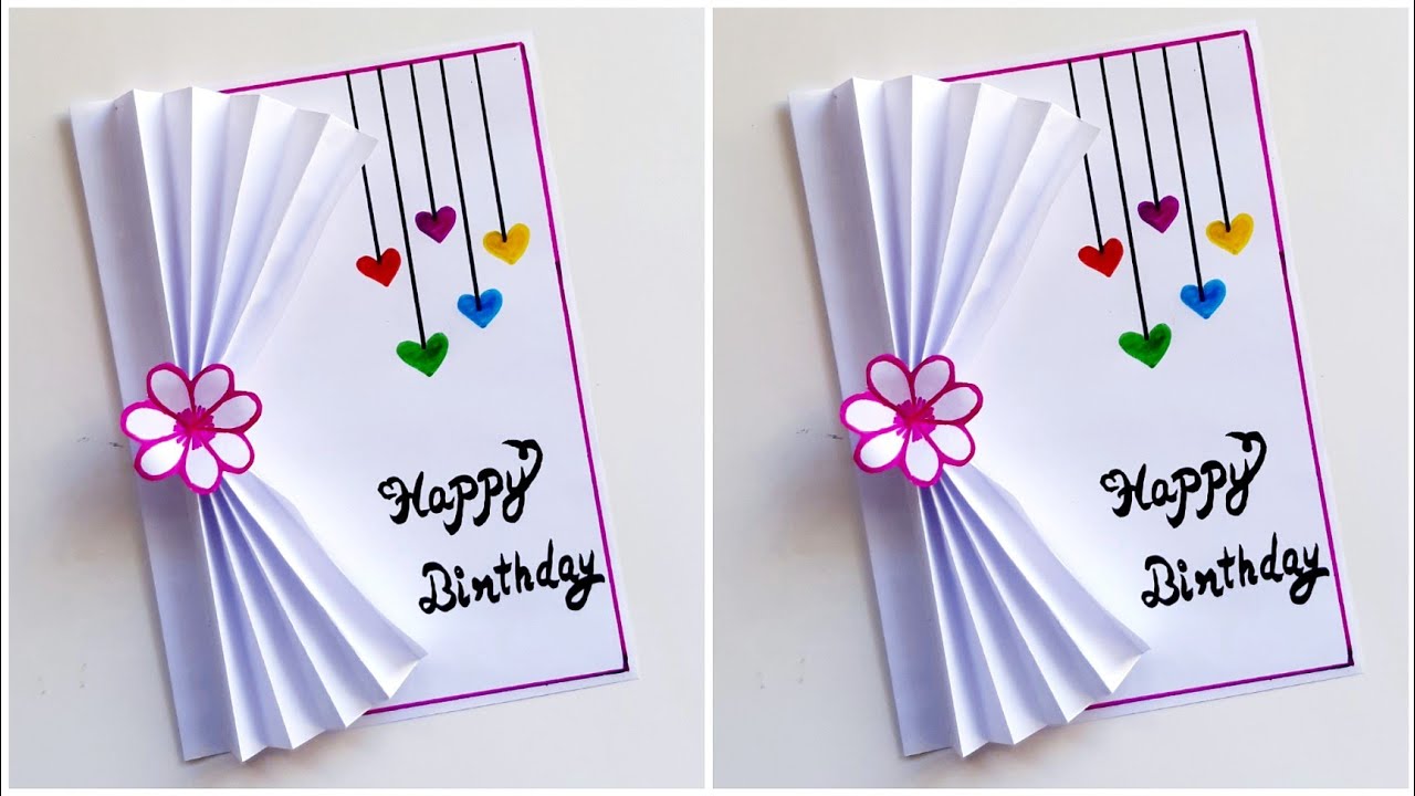 Easy & Beautiful white paper Birthday Card making|DIY Birthday greeting Card|Handmade Birthday card