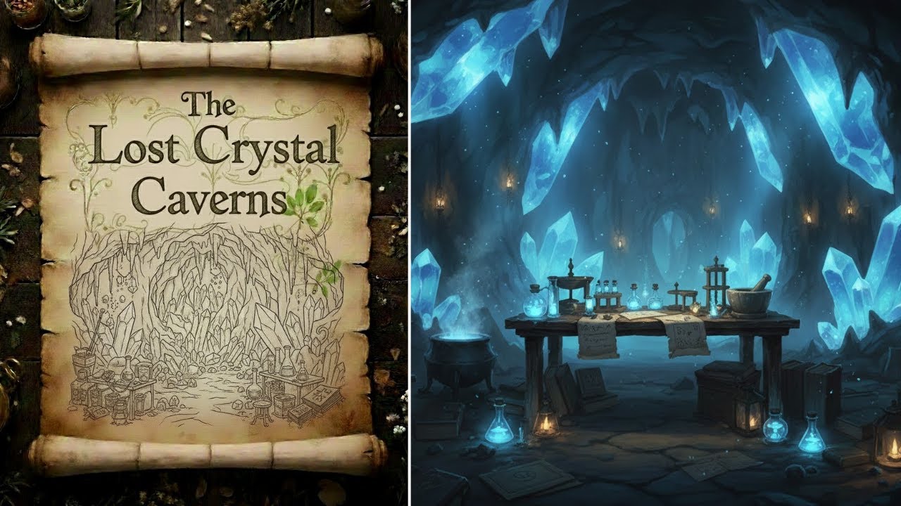 The Lost Crystal Caverns 🔮 Deep Focus Alchemy & Ambient Cave Sounds | 1 Hour Fantasy Music