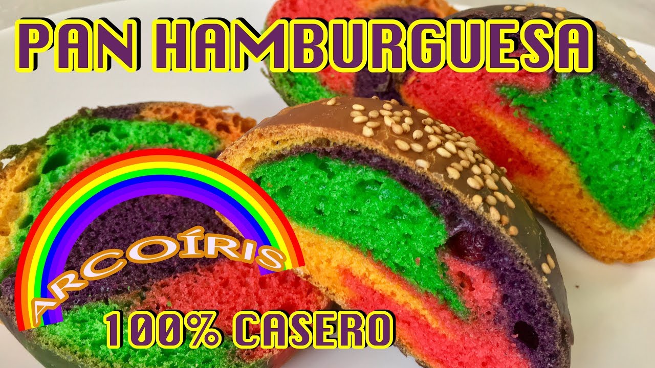 🌈 Como hacer 🌈 PAN DE COLORES para HAMBURGUESA / ARCOÍRIS ( Fácil 100% )