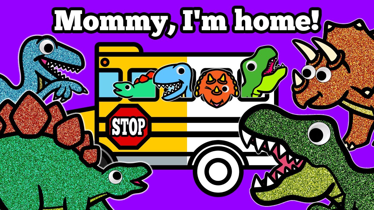 Dinosaurs Come Home to Find Mom & Dad! | Drawing and Coloring a School Bus