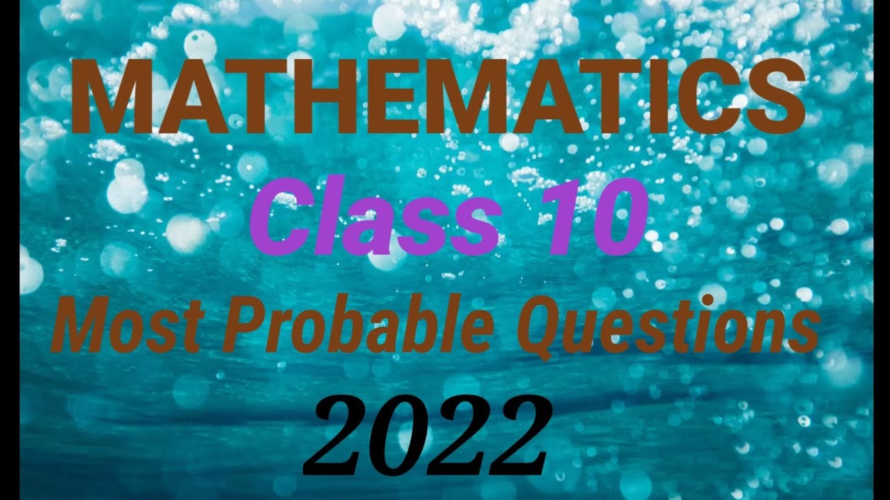 Class 10 Mbose SSLC Maths Important Questions 2022