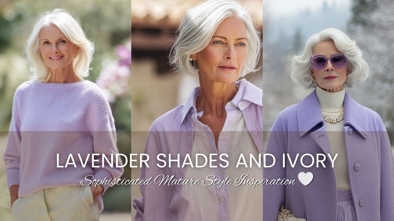 🤍 Combining Lavender Shades and Ivory Blouses for Sophisticated Mature Style Inspiration 🤍
