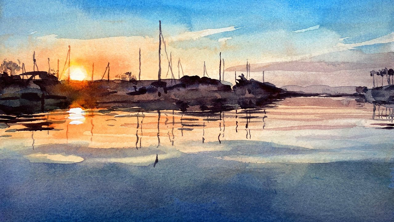 Easy watercolor painting with simple tools for beginners