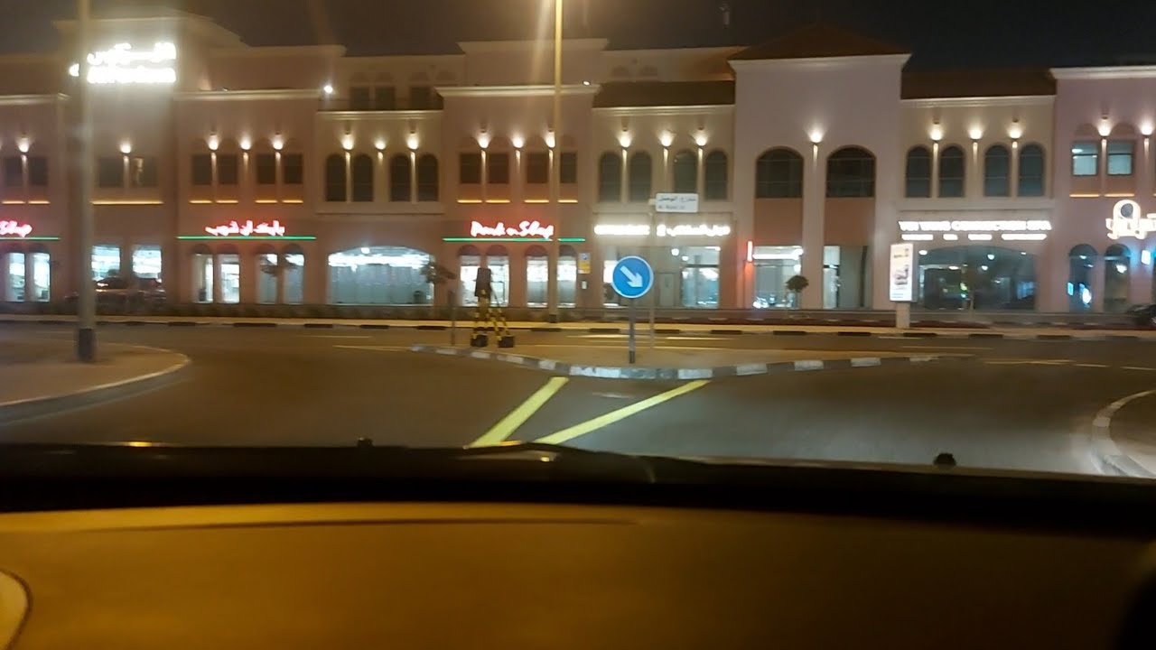 Al Wasl Road going to Satwa, Night Drive in Dubai U.A.E.driving in dubai