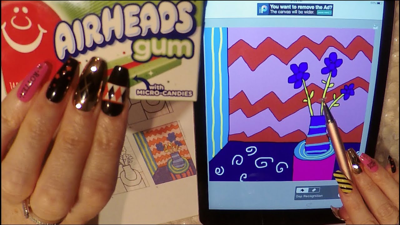 ASMR Intense Gum Chewing | Drawing a Flower Vase | Tingly Whisper