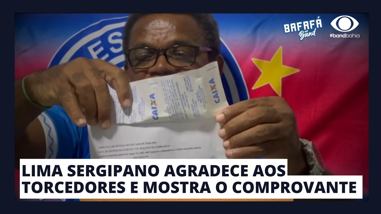 LIMA SERGIPANO AGRADECE AOS TORCEDORES E MOSTRA O COMPROVANTE