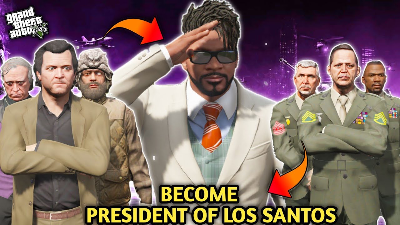 GTA5: Franklin Finally Become President Of Los Santo 🫡Michael & Shinchan Family Reach Army🪖Pss Gamer