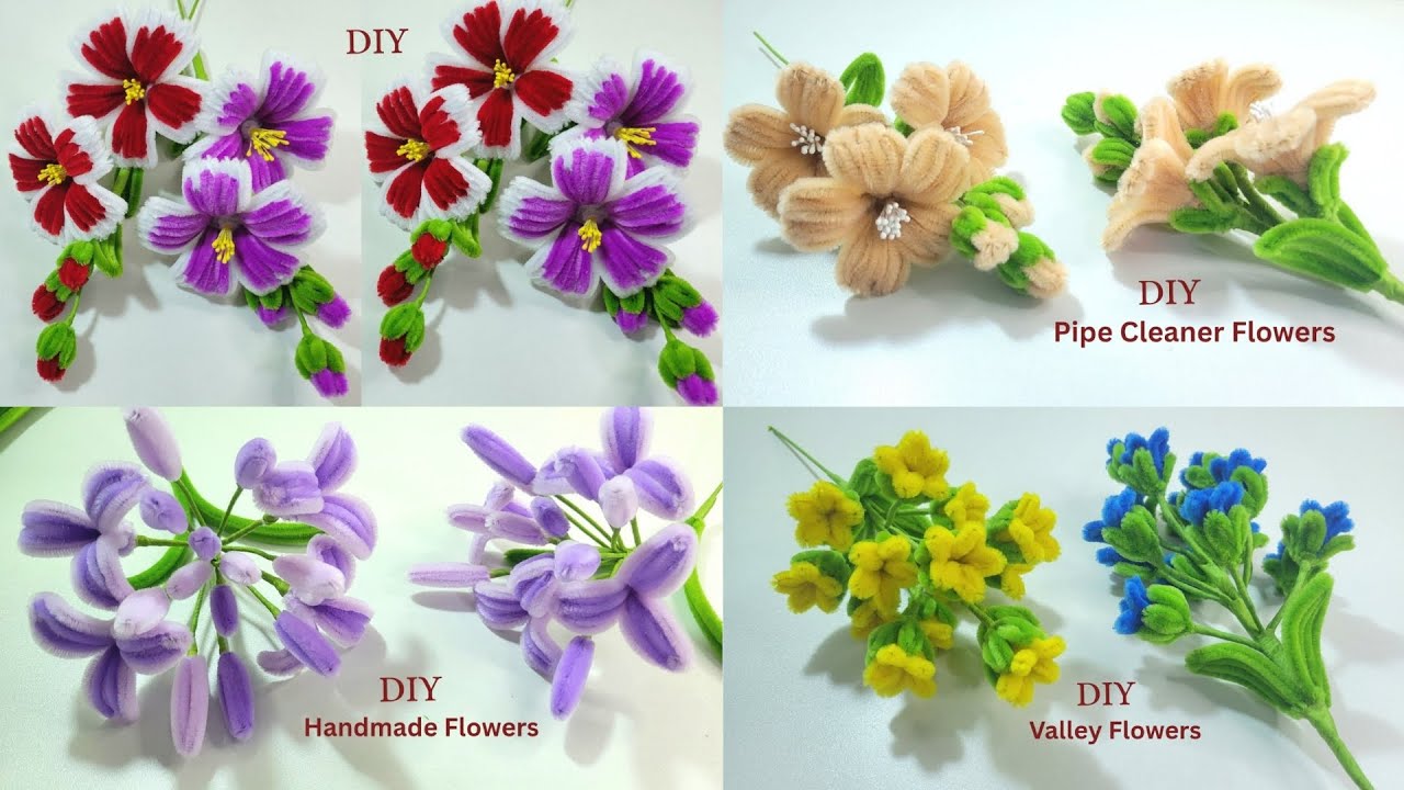DIY Tutorial Flowers ! Pipe Cleaner Easy to make 4 Idea flowers by Handmade.