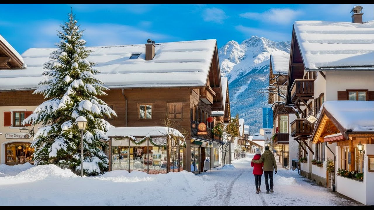 Dlaczego Oberstdorf jest popularny zimą ❄️ | Spacer w śniegu 4K HDR ASMR