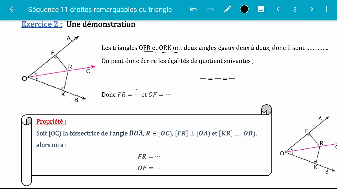 Demonstrations des formules sur la bissectrice 1