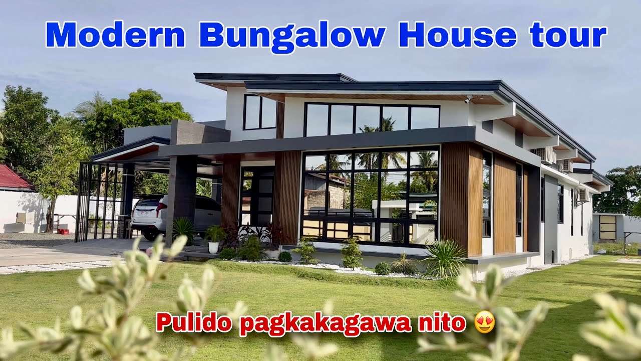 Modern bungalow house tour / napakalaki at napaka-ganda ng bahay w/ swimming pool