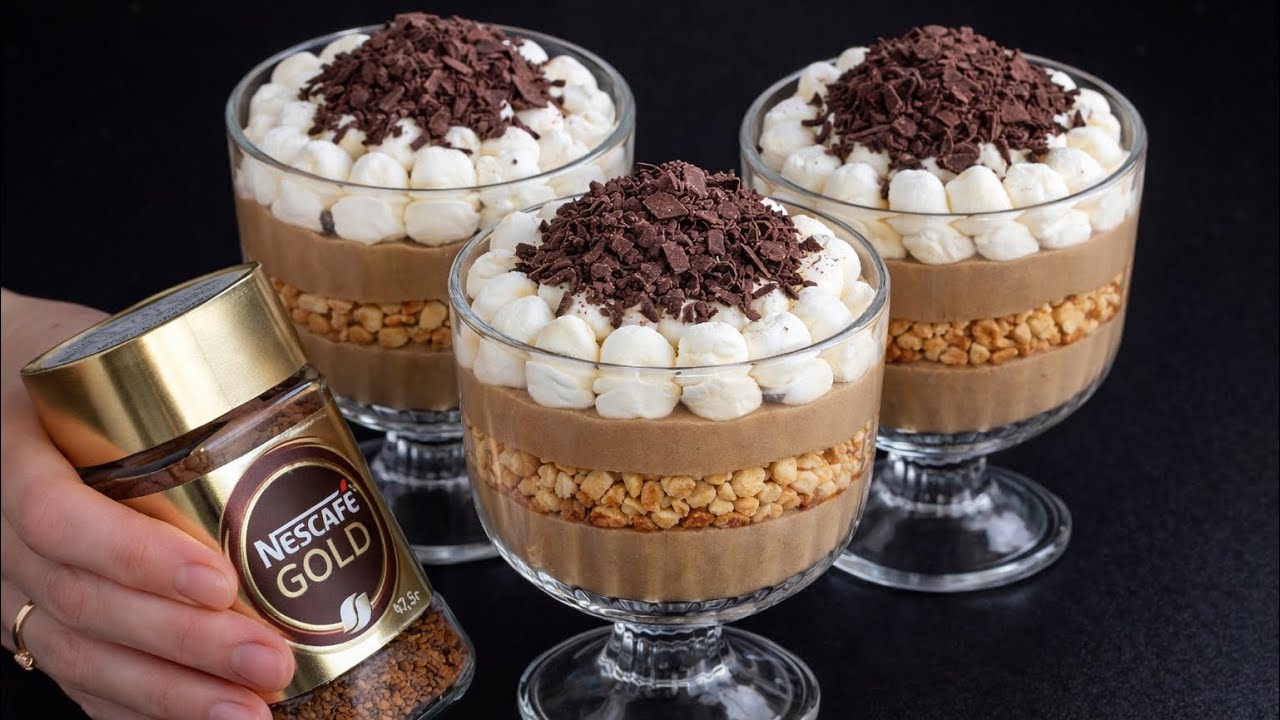 NEUES 5-Minuten Kaffeemousse Dessertrezept! Mit Sahne!