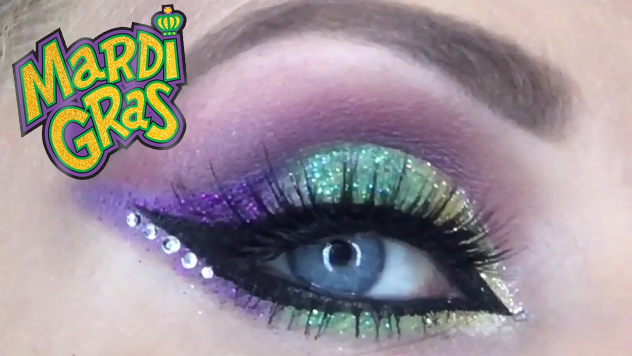 MARDI GRAS GLITTER EYE LOOK | PURPLE GREEN & GOLD EYESHADOW TUTORIAL